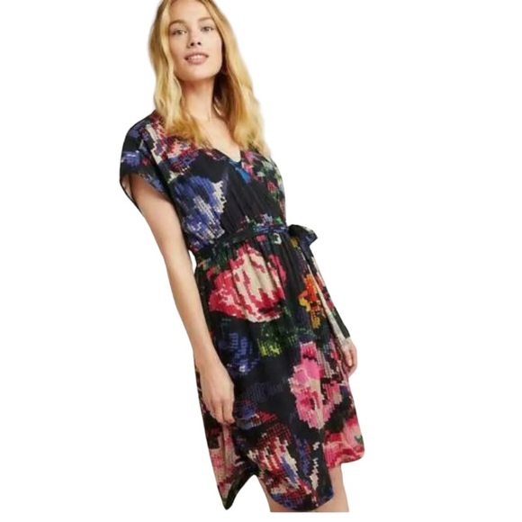 Anthropologie Astrid Needlepoint Printed Dress Endlessly Wrap Boho Size Medium - Picture 1 of 7